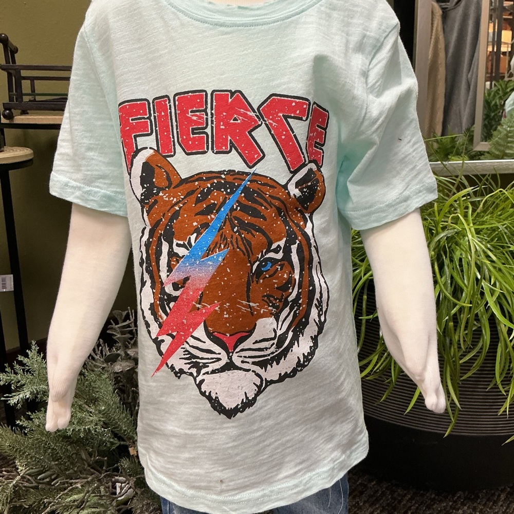 Fierce Tiger Kids T-Shirt - Mint Green